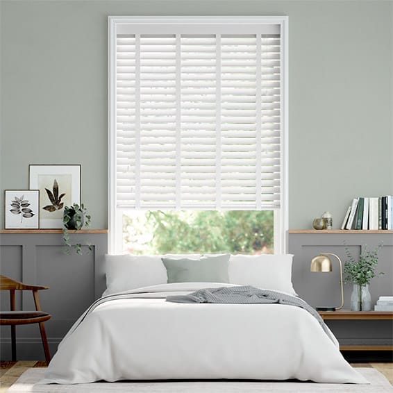 Crystal White & Pure White Faux Wood Blind - 50mm Slat