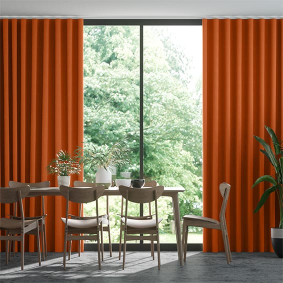 Wave Alberta Linen Burnt Orange Curtains, Dark Orange Curtains