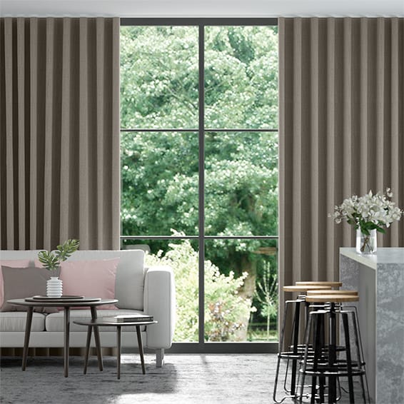 Wave Alberta Linen Manhattan Grey  Curtains