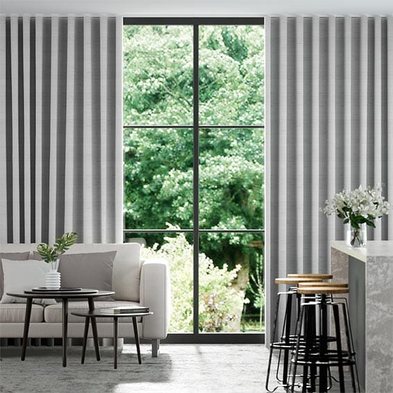 Wave Bormio Faux Silk Quartz Silver Curtains